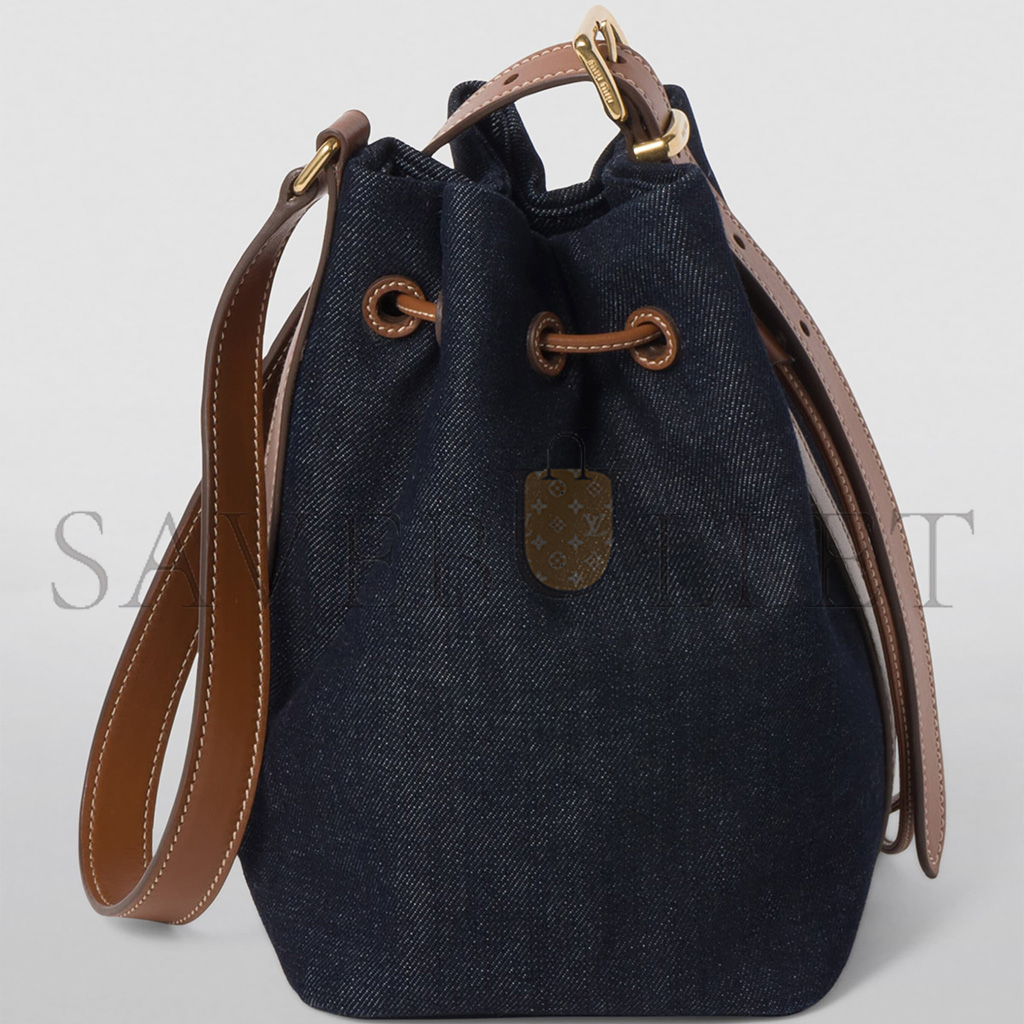 M1v M1v denim and leather logo bucket bag 5be090 (22.5*16*14cm)